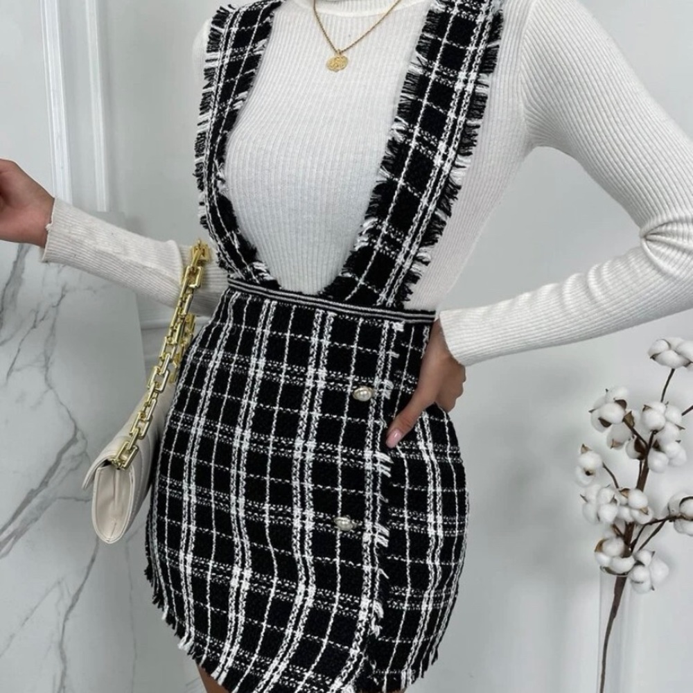 Plaid Overall Dress
